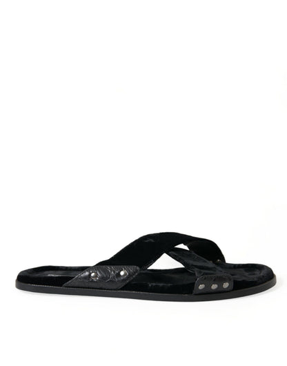 Elegant Black Cross Strap Slide Sandals