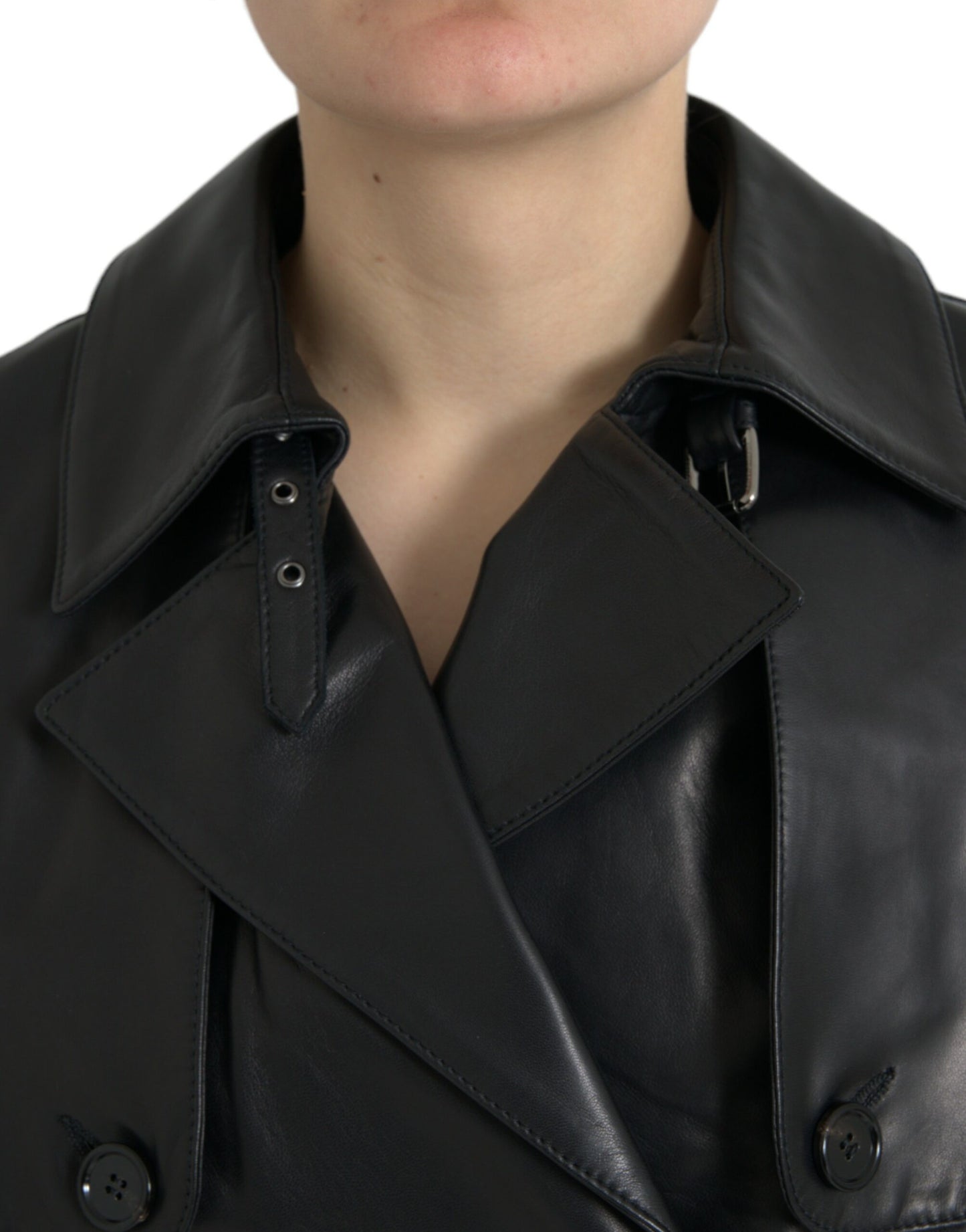 Elegant Black Leather Blouson Jacket