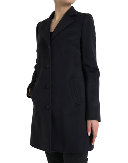 Elegant Virgin Wool Blend Black Blazer