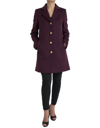 Elegant Purple Wool-Cashmere Trench Coat