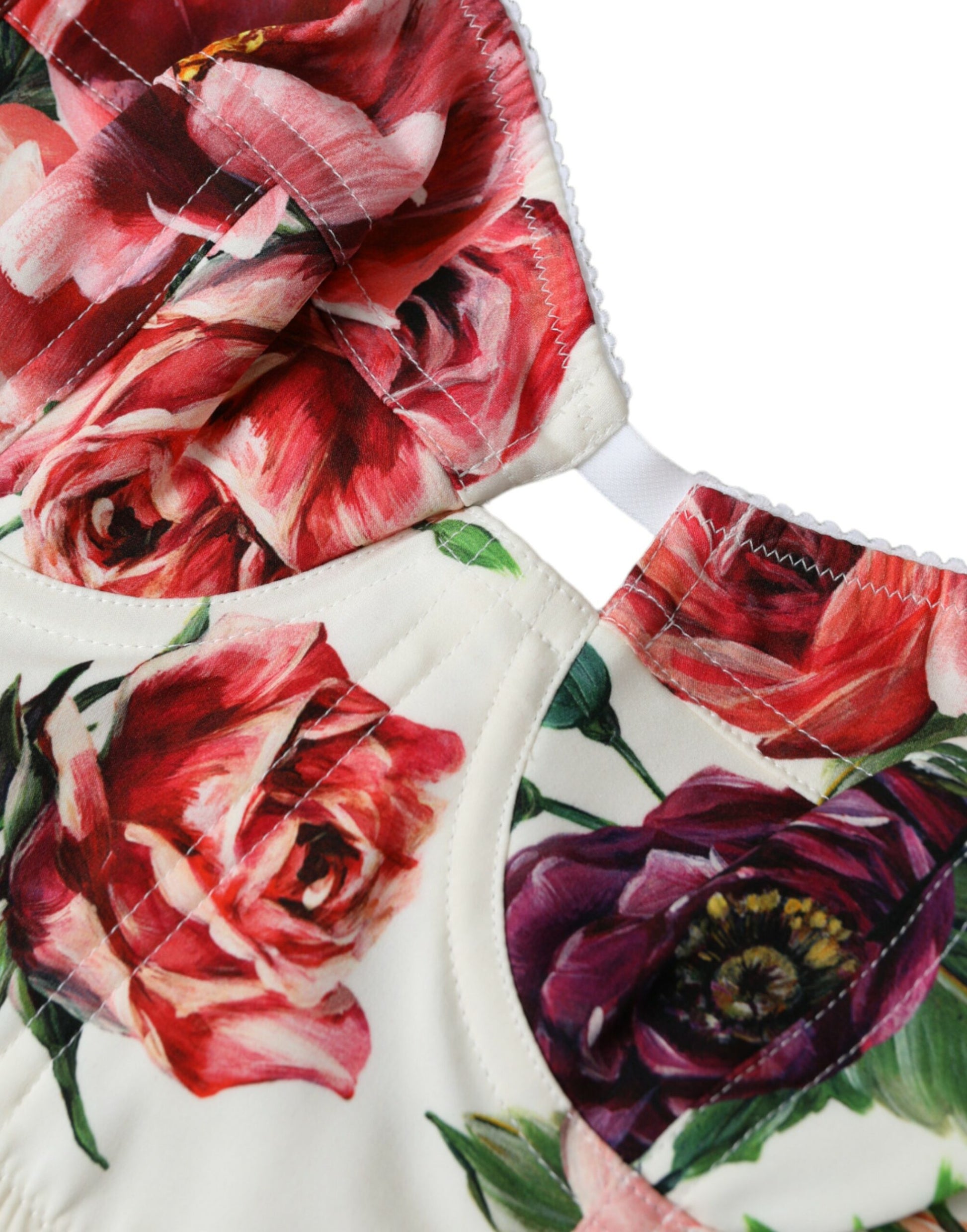 Floral Silk Blend Bustier Crop Top