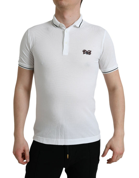 White Logo Collared Short Sleeves Polo T-shirt