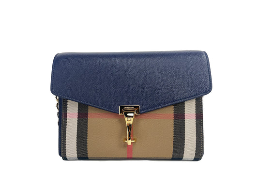 Macken Small Regency Blue House Check Leather Crossbody Bag