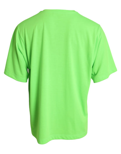 Neon Green Embossed Logo Crew Neck T-shirt