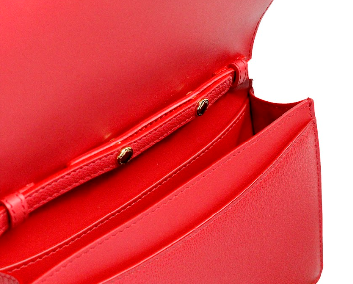 Hampshire Small Red Embossed Logo Smooth Leather Crossbody Bag