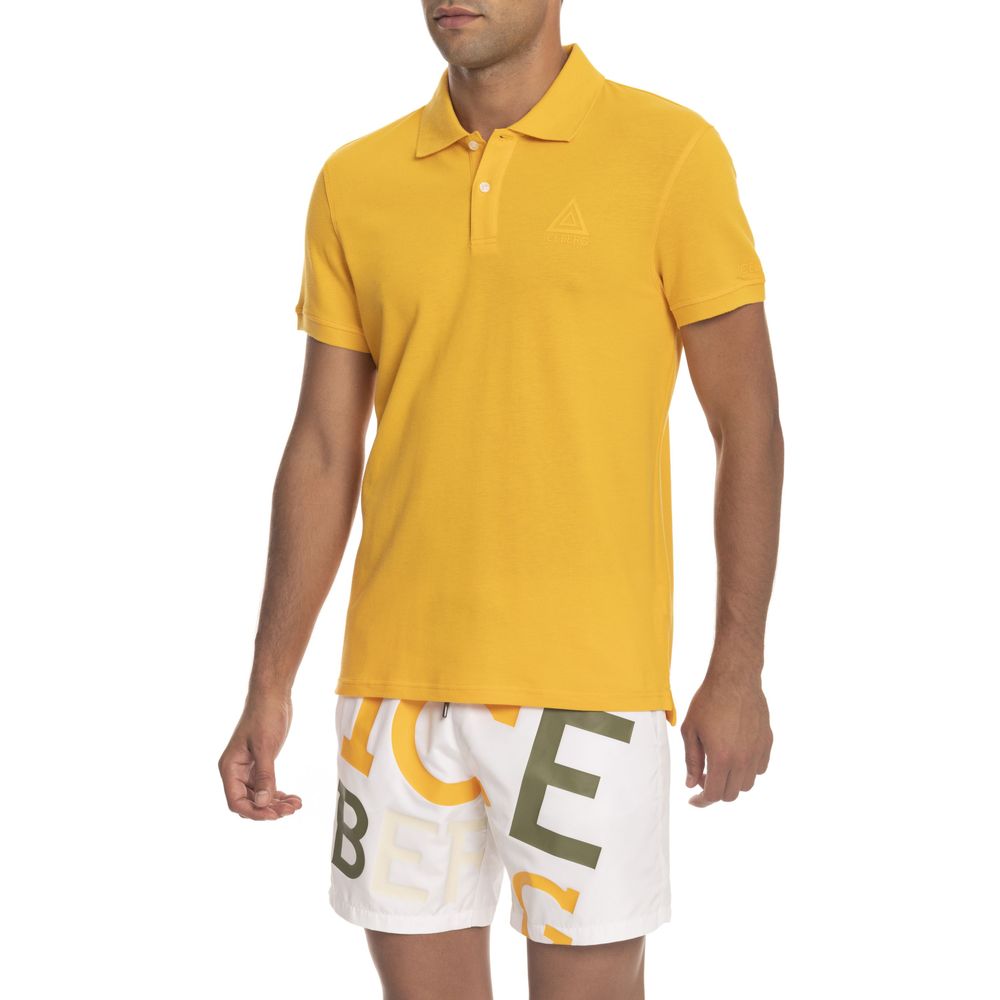 Yellow Cotton Men Polo Shirt