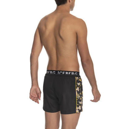 Black Polyester Men Swimwear