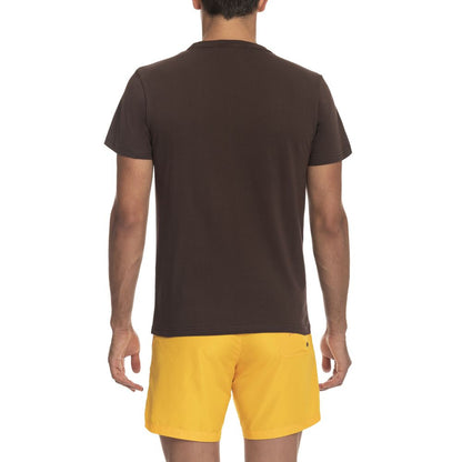 Brown Cotton Men T-Shirt