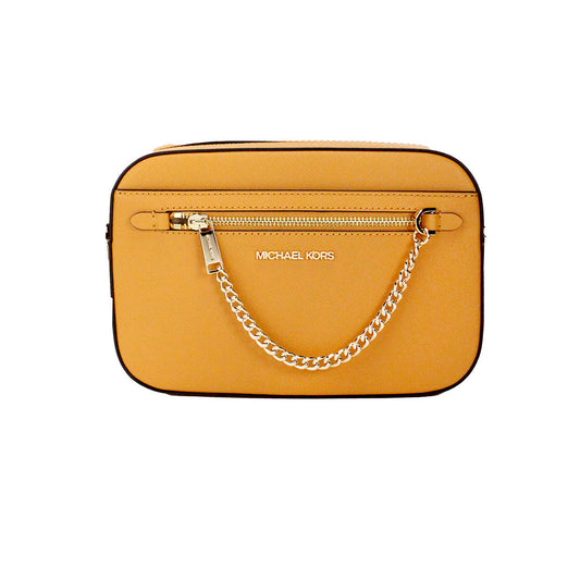 Jet Set East West Large Cider Leather Zip Chain Crossbody Bag