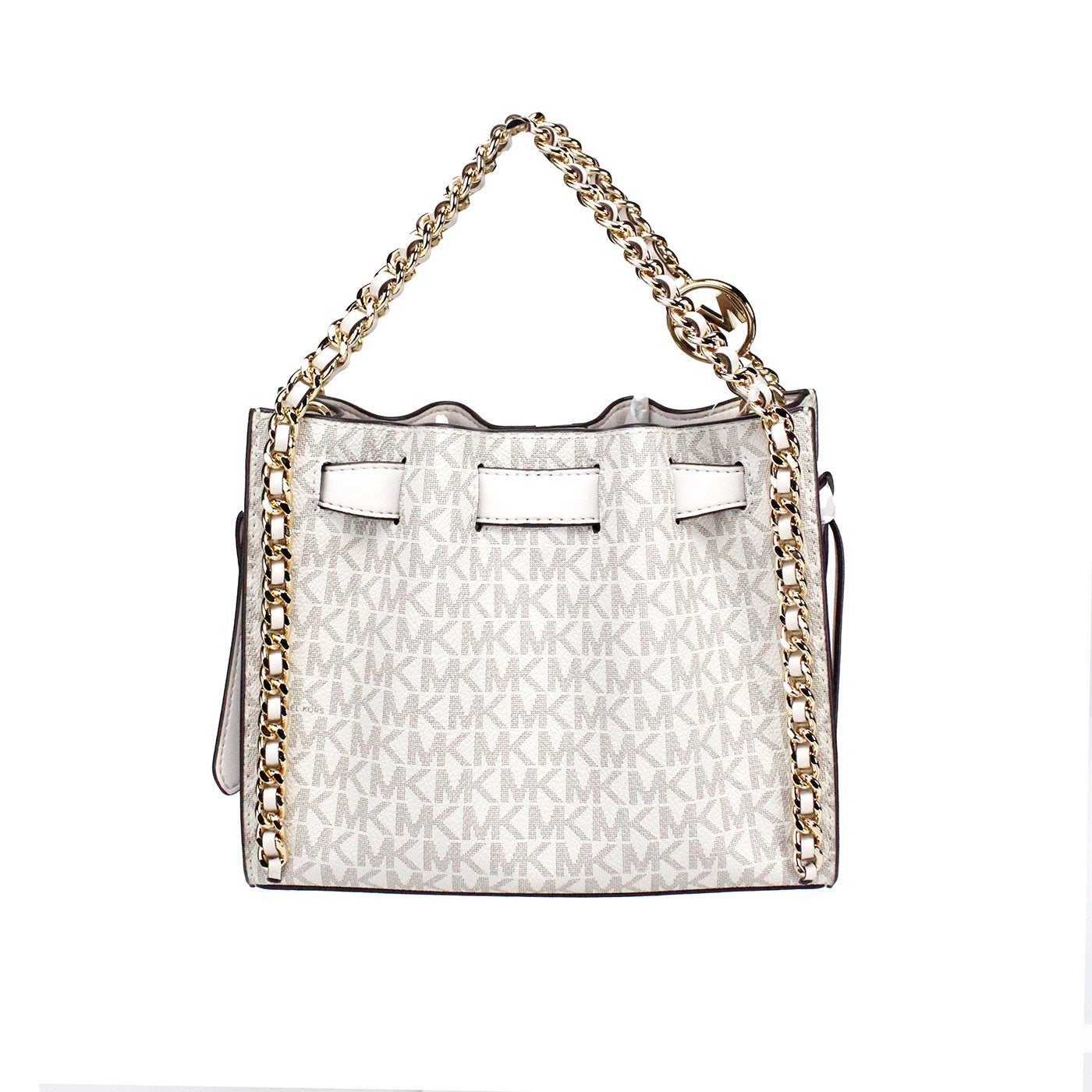 Mina Small Belted Cream Signature PVC Chain Inlay Crossbody Bag