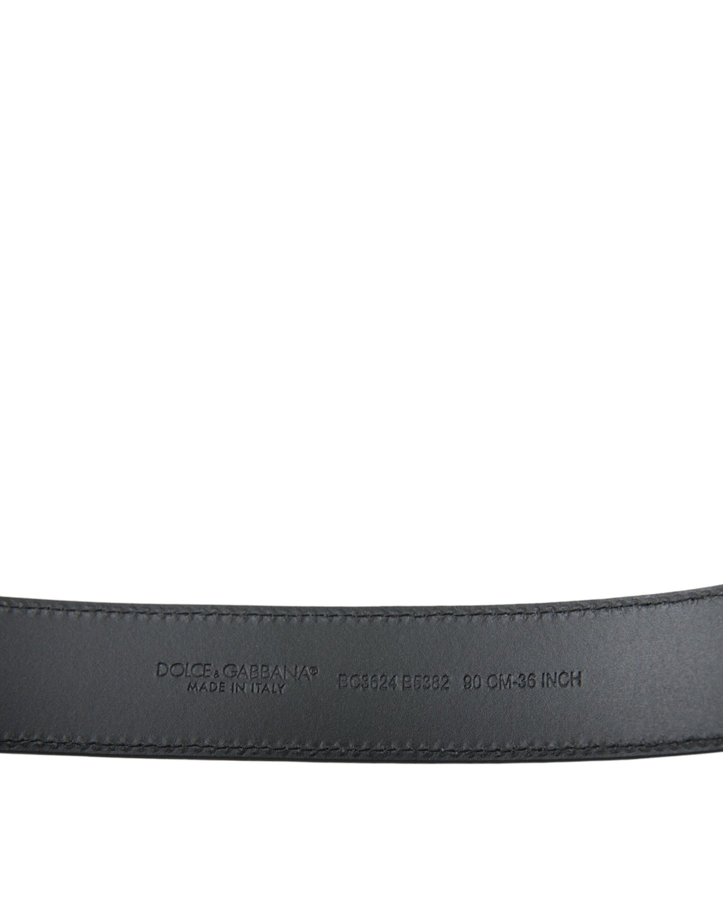 Black Leather Silver Logo Metal Buckle Belt