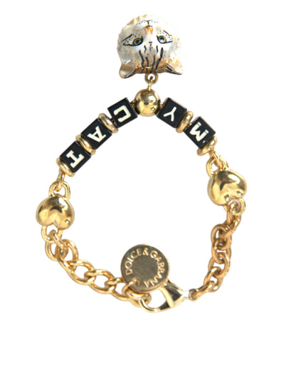 Gold Tone Brass Chain MY CAT Heart Bracelet