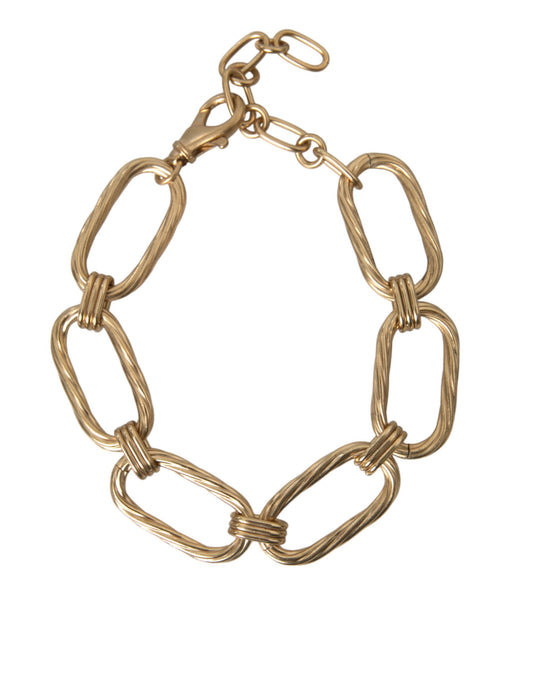 Gold Tone Brass Large Link Chain Jewelry Necklace