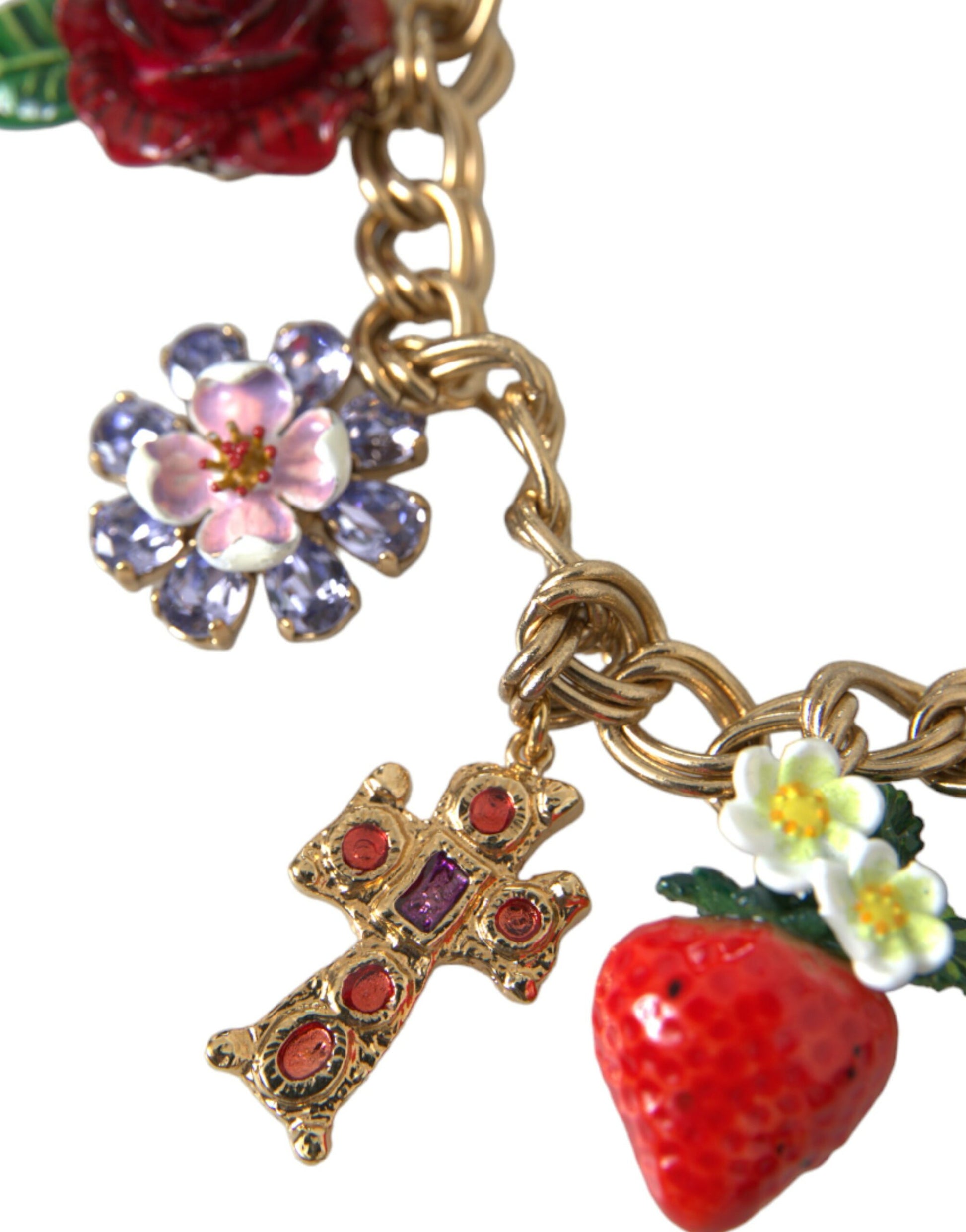 Gold Chain Rose Cross Strawberry Star Pendant Necklace