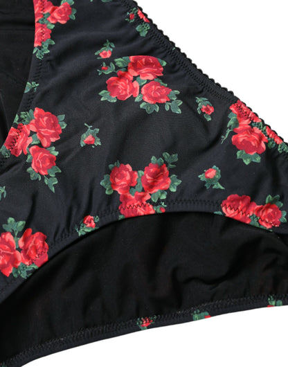 Black Red Roses Two Piece Swimwear Bikini