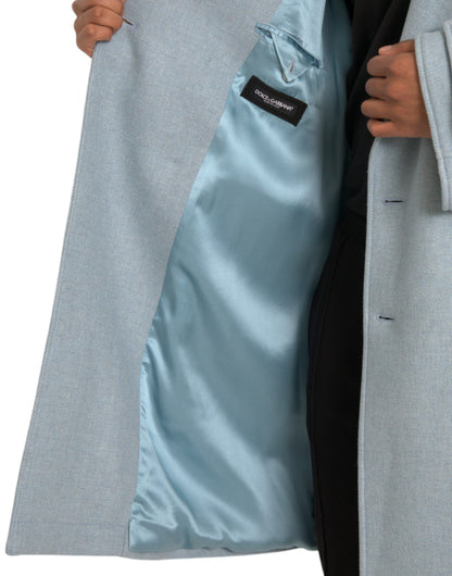 Blue Double Breasted Trench Coat Jacket