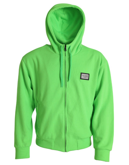 Neon Green Hooded Full Zip Top Sweater