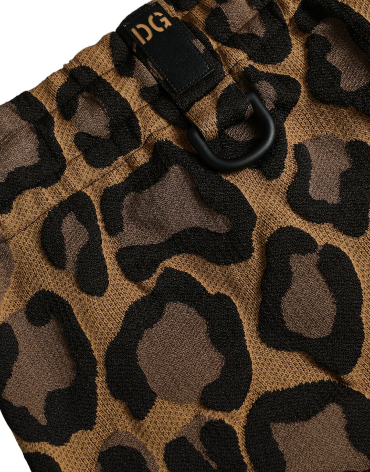 Brown Leopard Print Polyester Jogger Pants