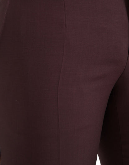 Maroon Wool Men Slim Fit Dress Pants