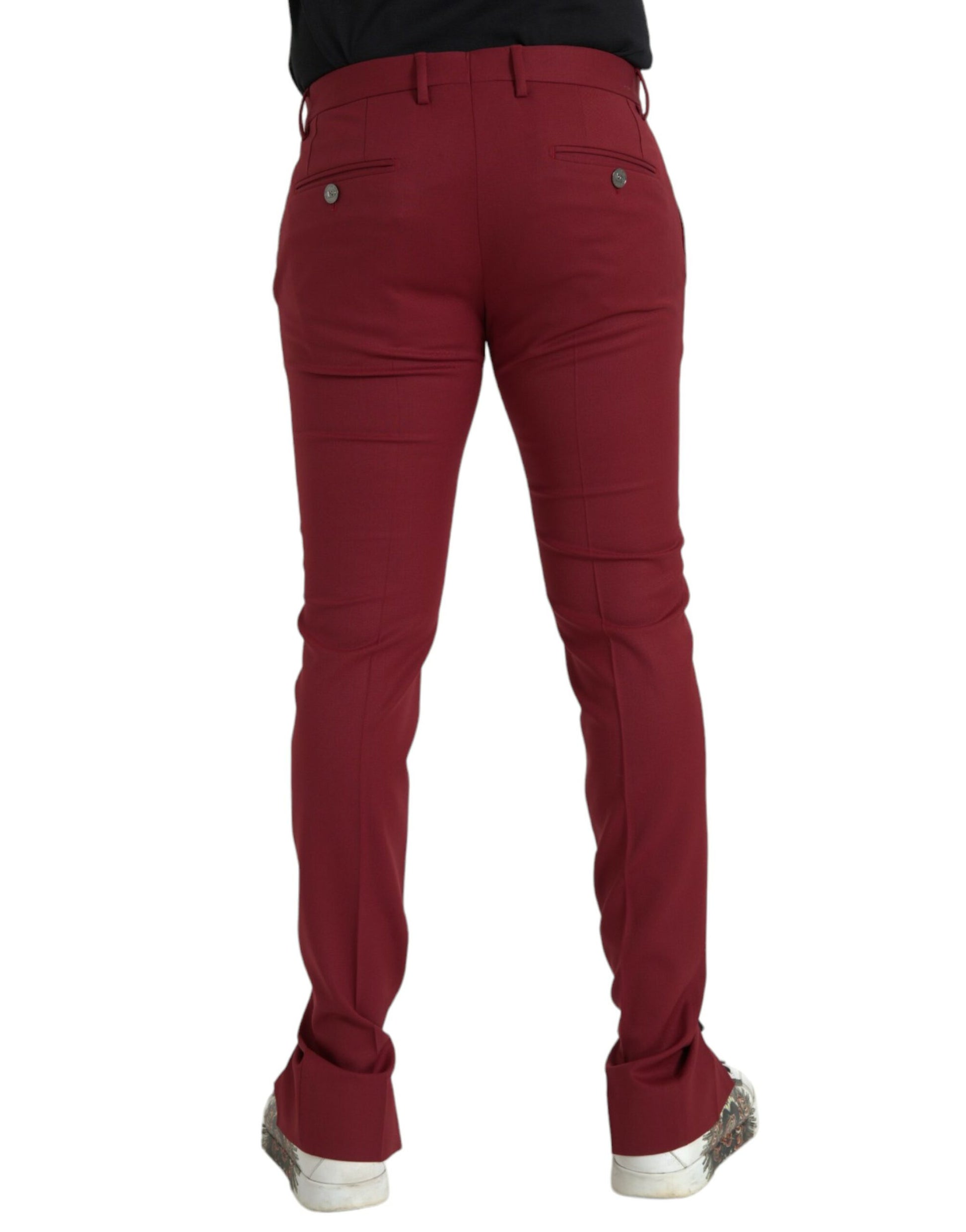 Red Wool Men Slim Fit Dress Pants