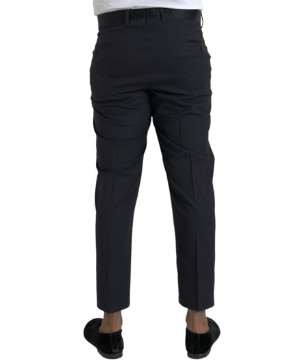 Blue Wool Men Skinny Dress Pants