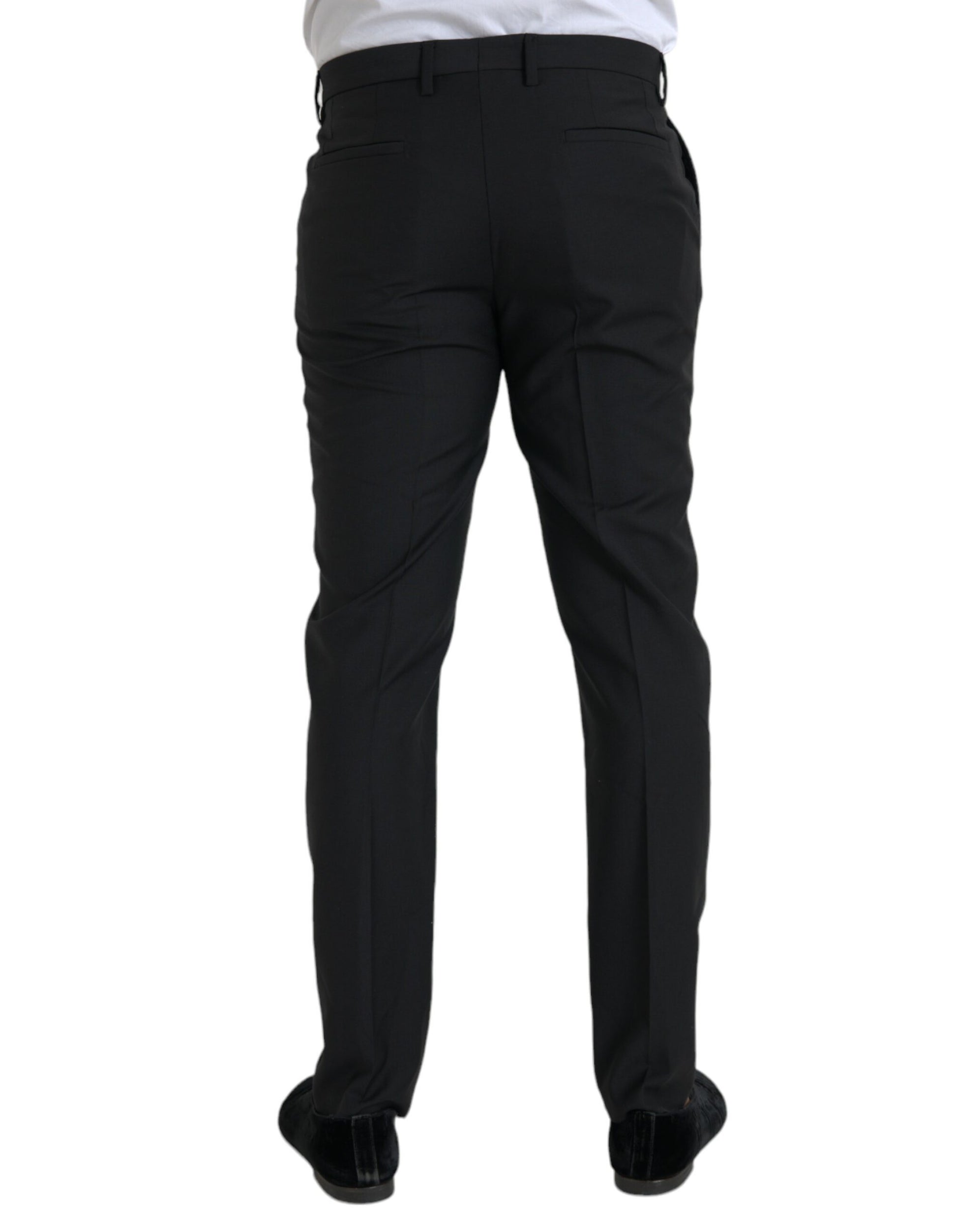 Black Wool Men Skinny Dress Pants