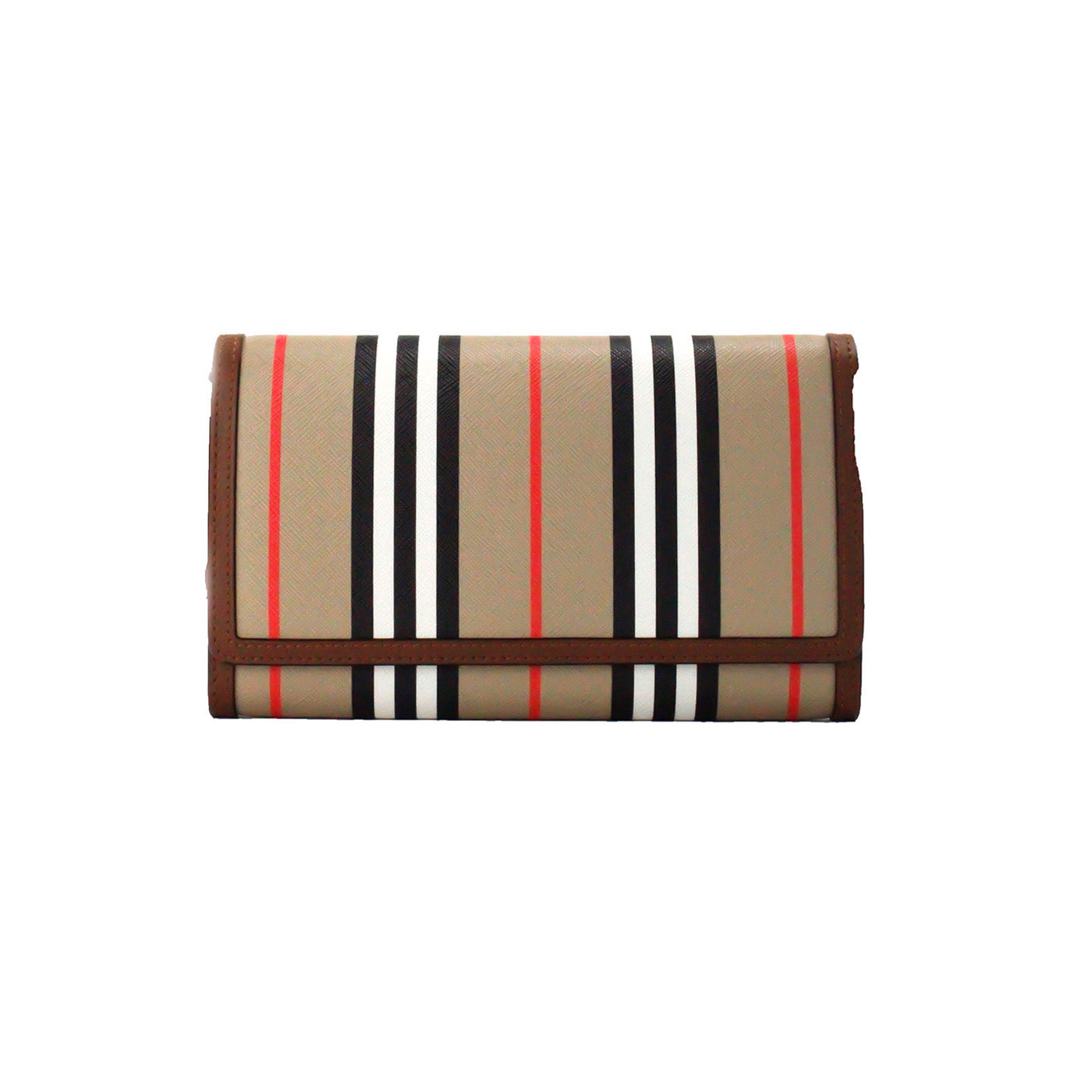 Hannah Icon Stripe Archive Tan E-Canvas Leather Wallet Crossbody Bag