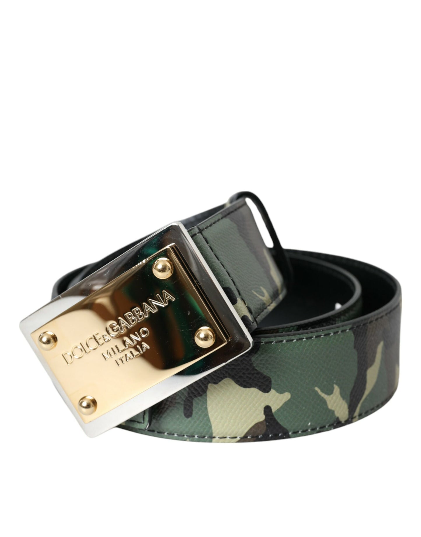 Camouflage Leather Gold Buckle Belt Men