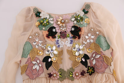 Elegant Floral Embroidered Silk Maxi Dress