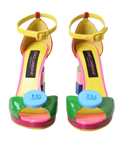 Multicolor Leather Heels Sandals Shoes