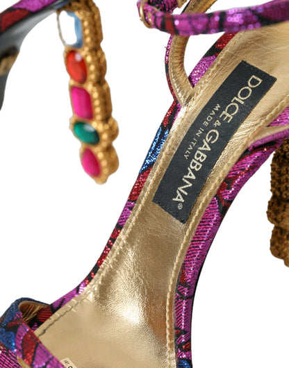 Multicolor Jacquard Crystals Sandals Shoes