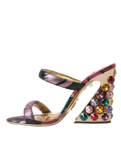 Multicolor Jacquard Crystals Sandals Shoes