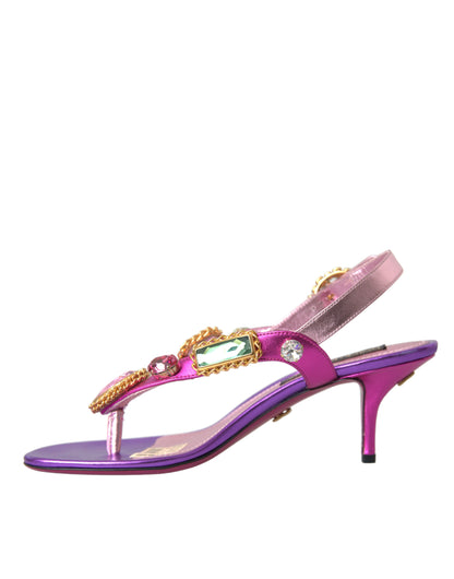 Multicolor Crystals Slingback Sandals Shoes