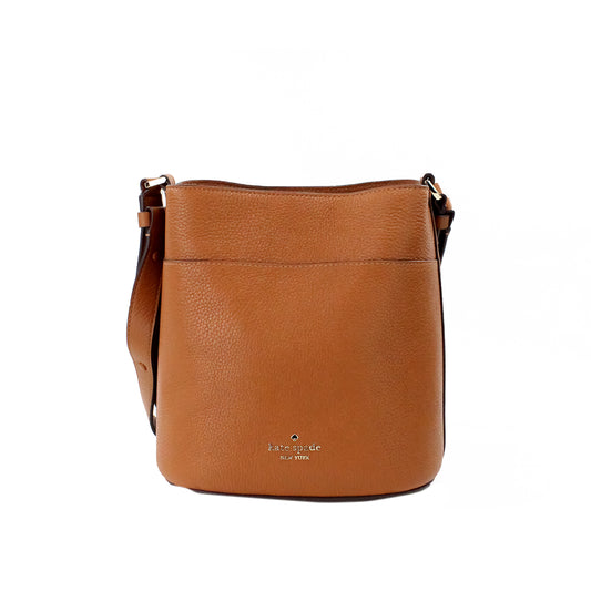 Leila Small Warm Gingerbread Leather Bucket Shoulder Crossbody Bag