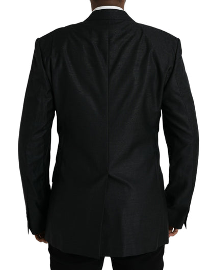 Black Wool Notch SingleBreasted Coat Blazer