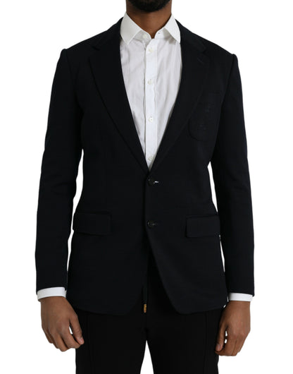 Black Wool Notch Single Breasted Coat Blazer