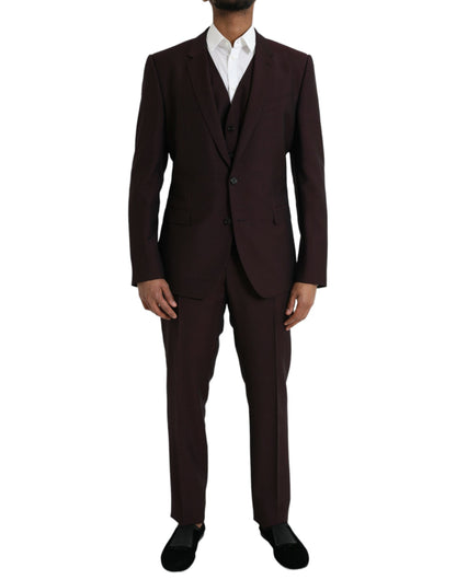 Maroon Wool MARTINI Formal 3 Piece Suit