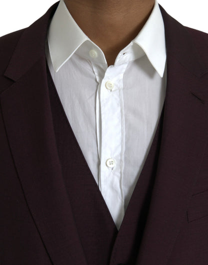 Maroon Wool MARTINI Formal 3 Piece Suit