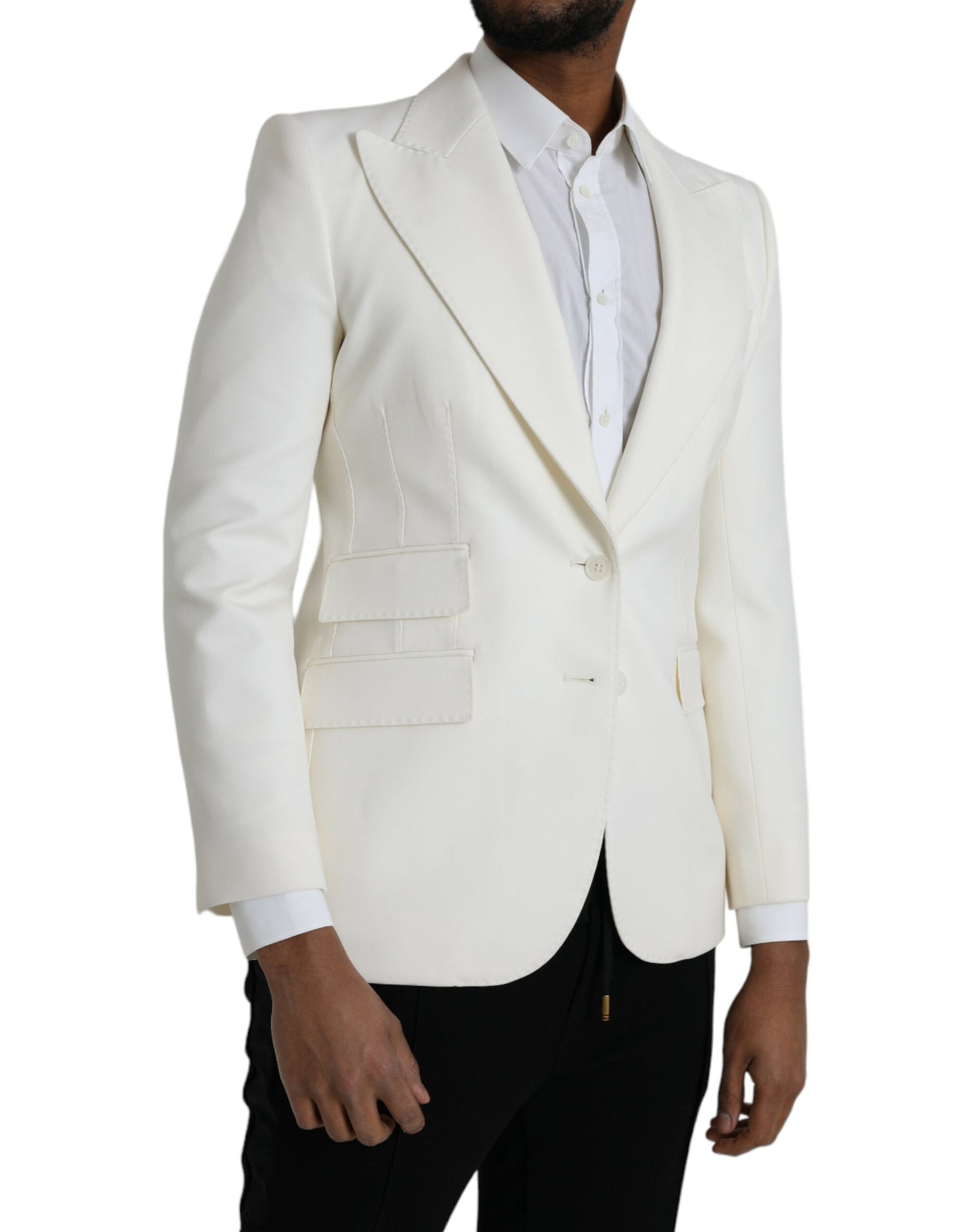 White Wool Single Breasted Coat Blazer