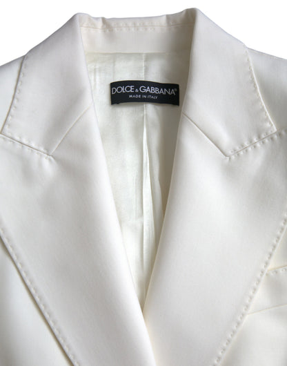 White Wool Single Breasted Coat Blazer