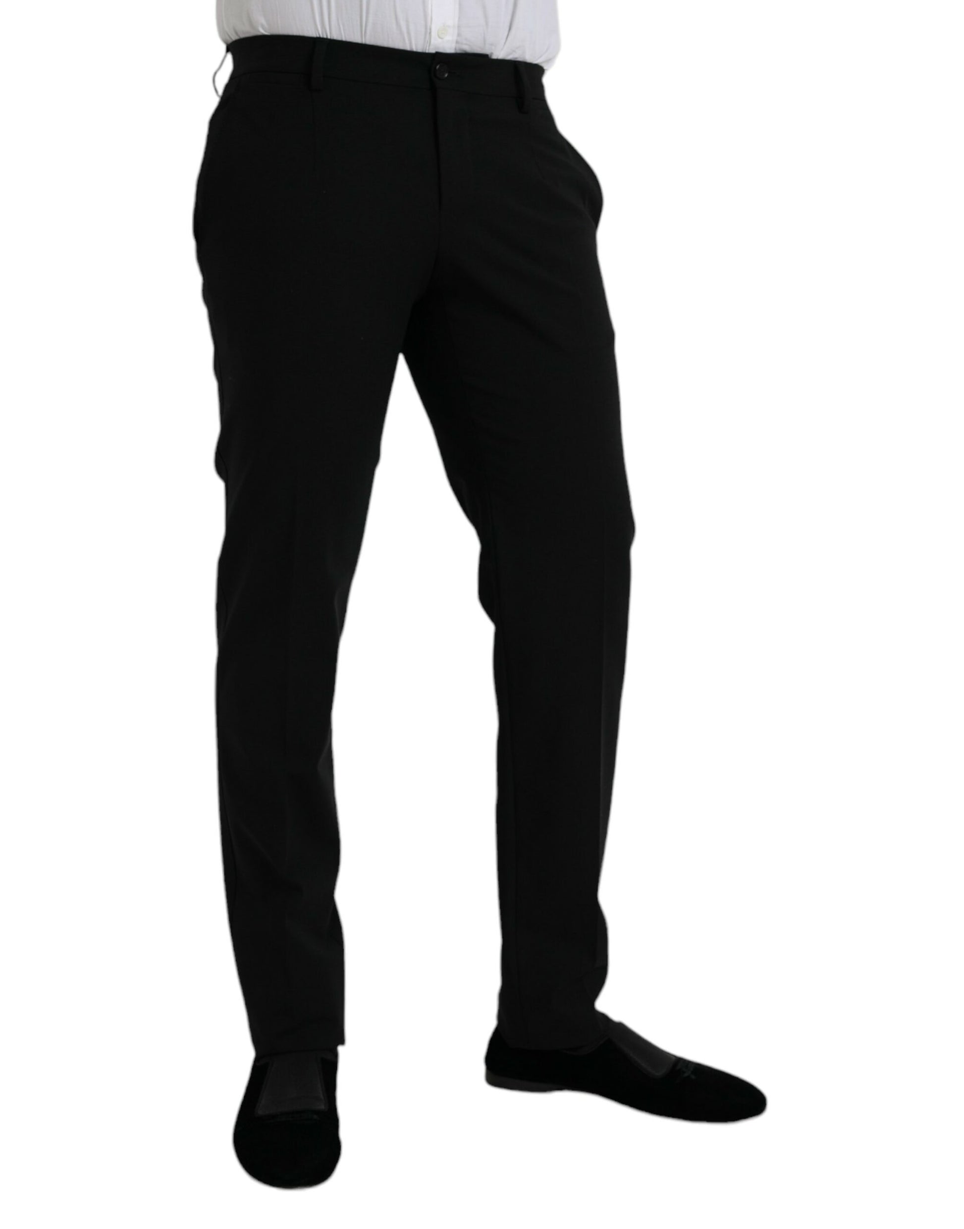 Black Wool Slim Fit Dress Formal Pants