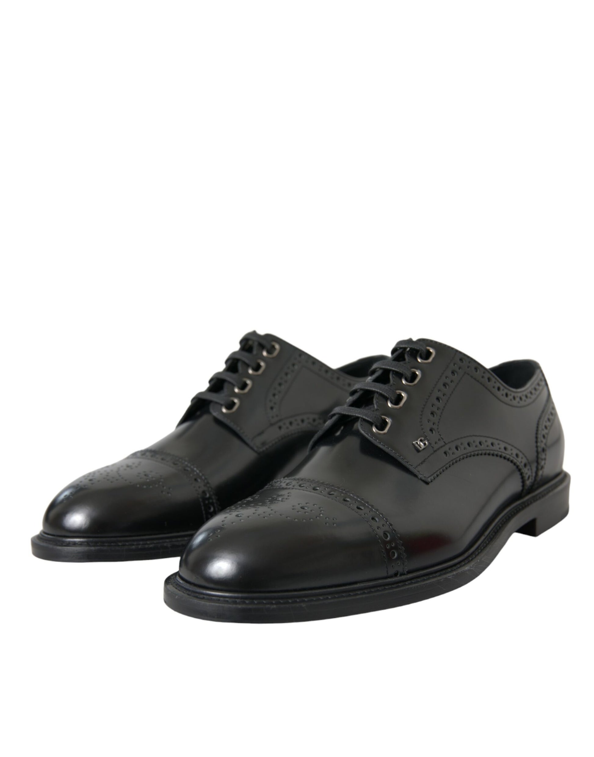 Black Leather Oxford Wingtip Derby Shoes