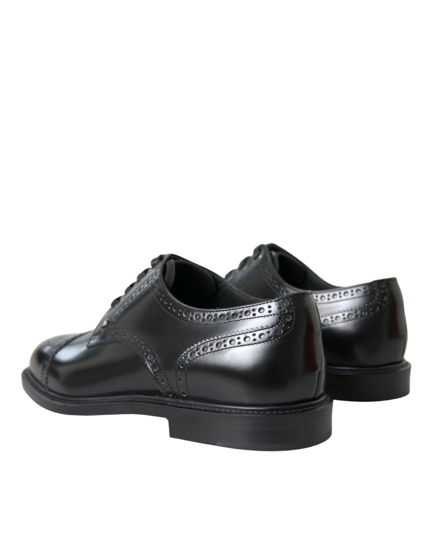 Black Leather Oxford Wingtip Derby Shoes