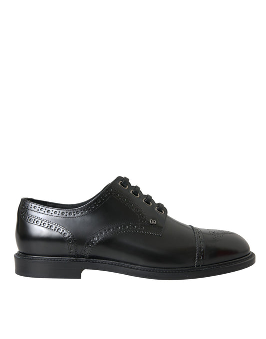 Black Leather Oxford Wingtip Derby Shoes