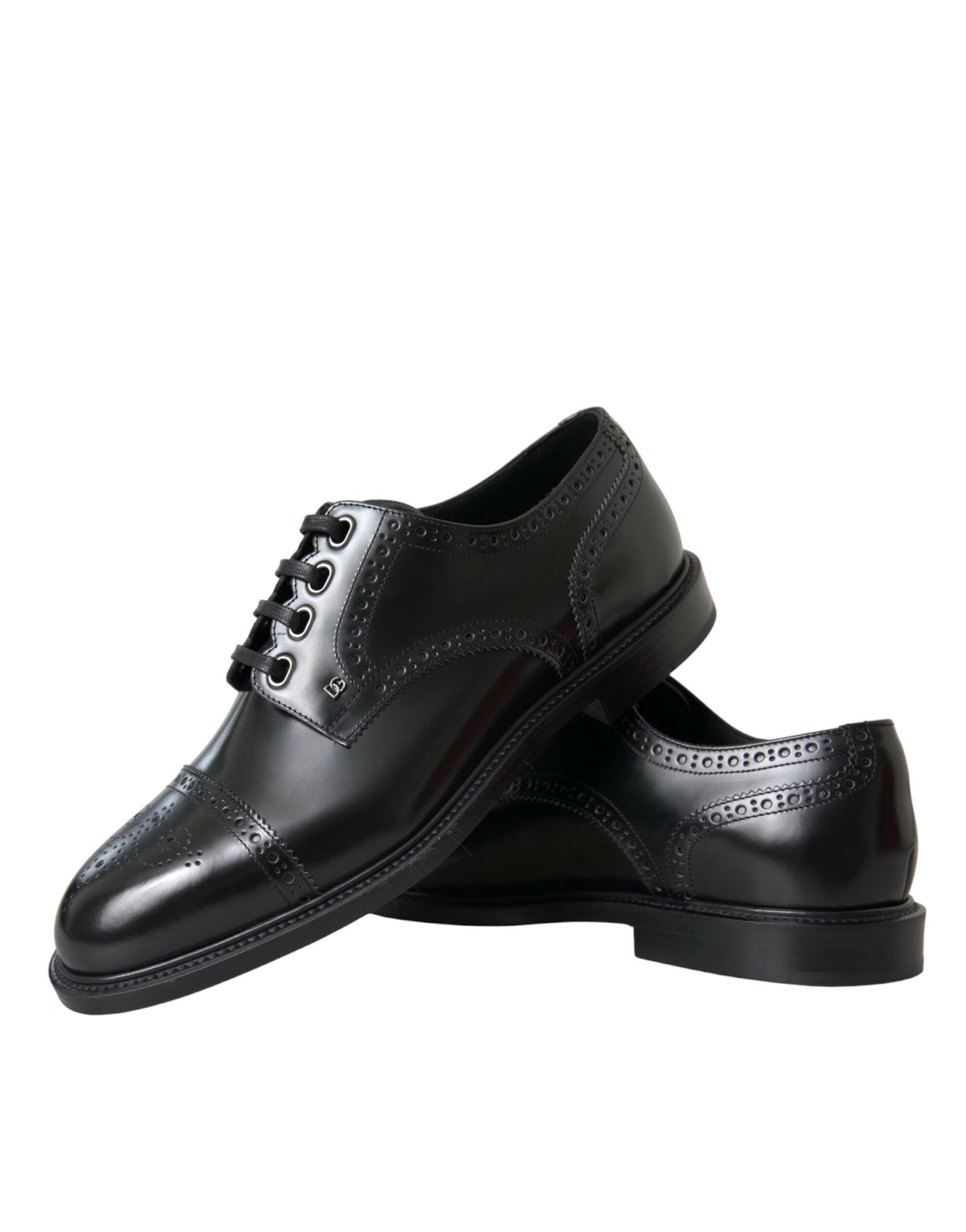 Black Leather Oxford Wingtip Derby Shoes