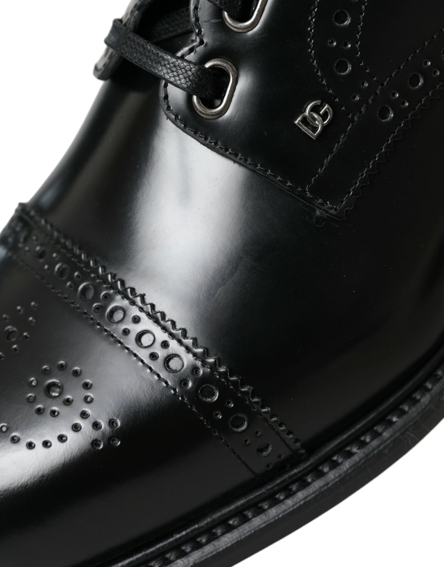 Black Leather Oxford Wingtip Derby Shoes