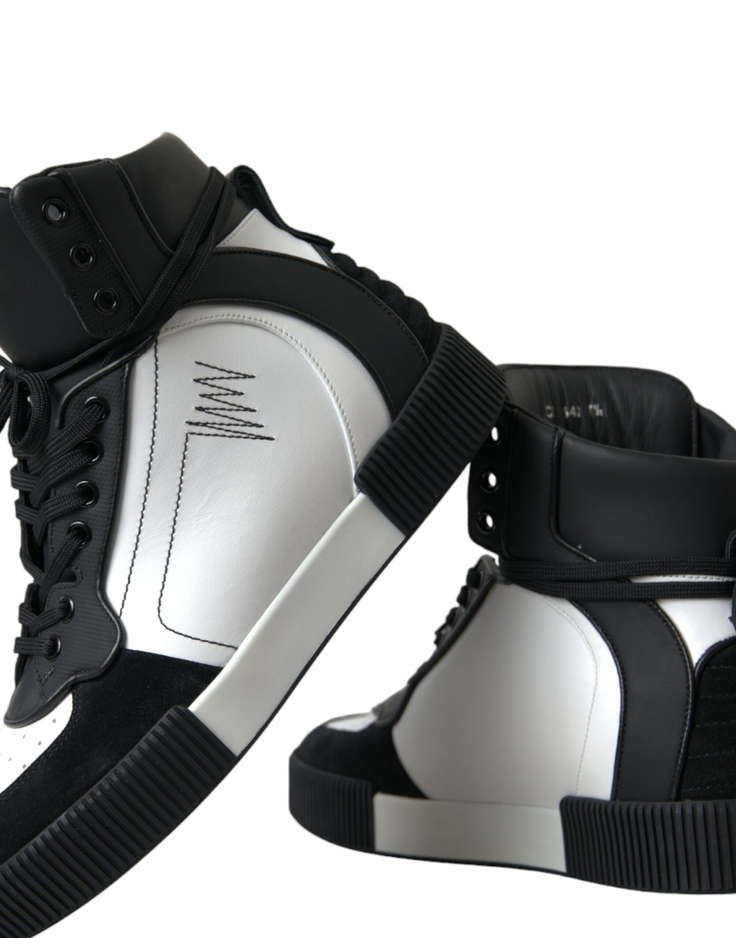 Black White Leather Miami High Top Sneakers Shoes