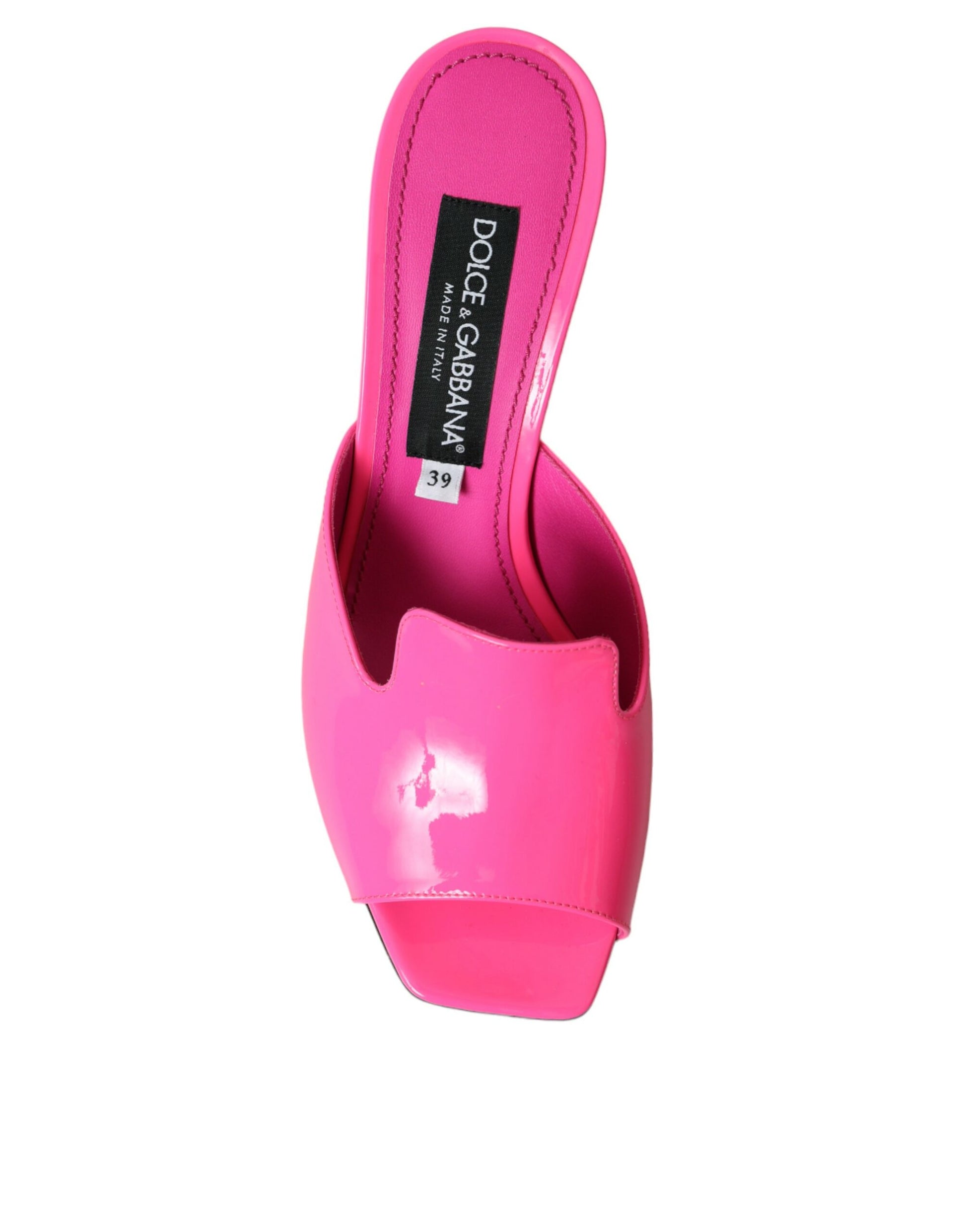 Neon Pink Leather Logo Heels Sandals Shoes