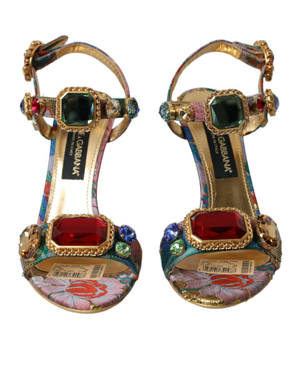 Multicolor Jacquard Crystals Sandals Shoes