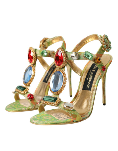 Multicolor Jacquard Crystals Sandals Shoes